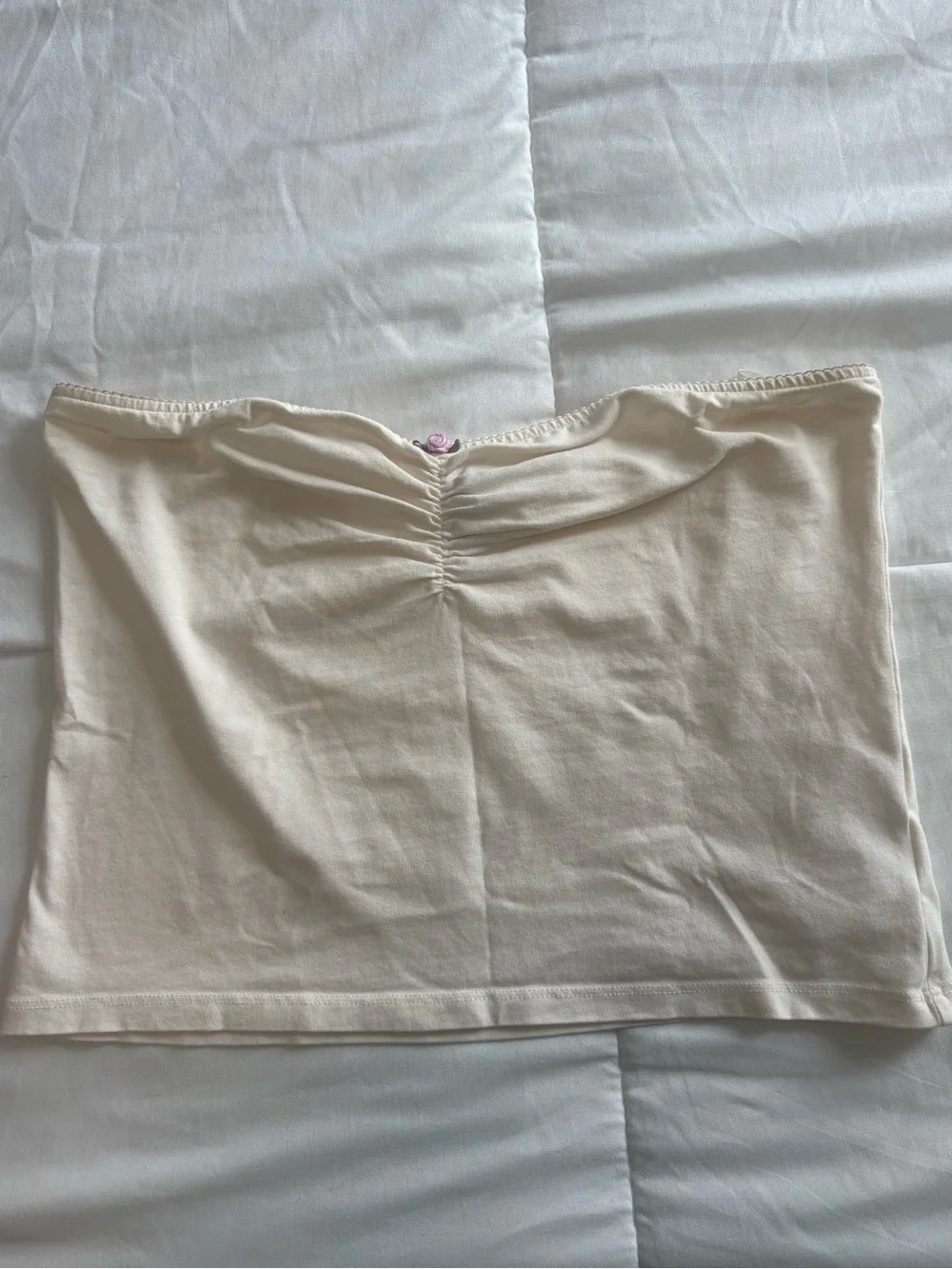 H&M Cream Strapless Ruched Tube Top